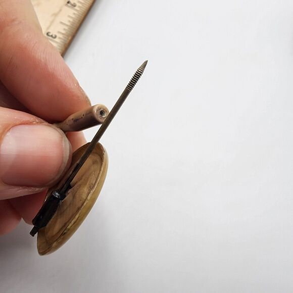 Vintage 1920's Round Celluloid Stick Pin Button Shape Grannycore - Picture 5 of 5